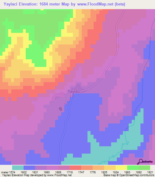 Yaylaci,Turkey Elevation Map