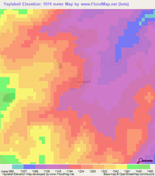 Yaylabeli,Turkey Elevation Map