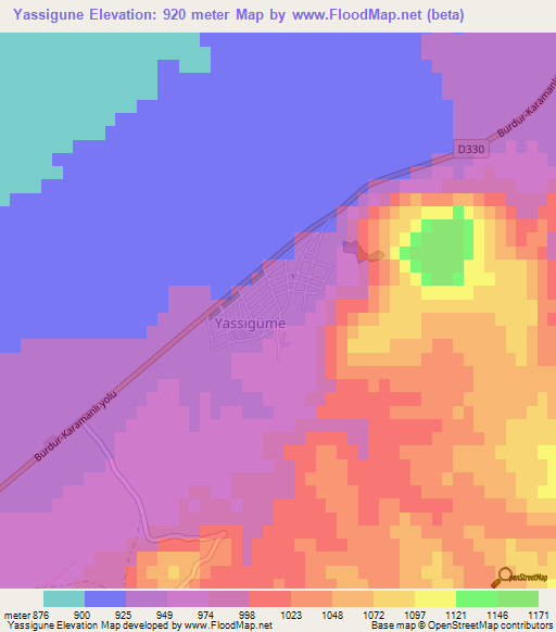 Yassigune,Turkey Elevation Map