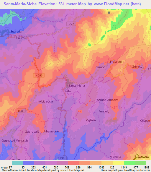 Santa-Maria-Siche,France Elevation Map