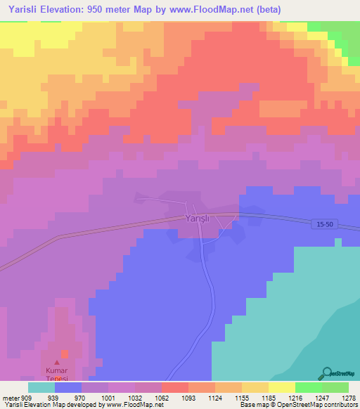 Yarisli,Turkey Elevation Map