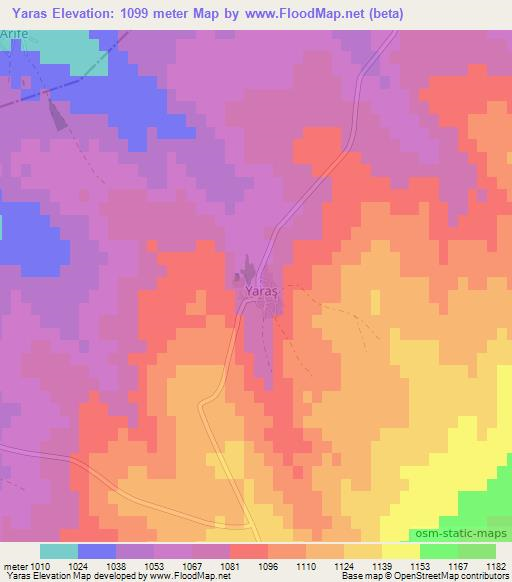 Yaras,Turkey Elevation Map