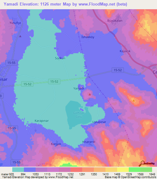 Yamadi,Turkey Elevation Map