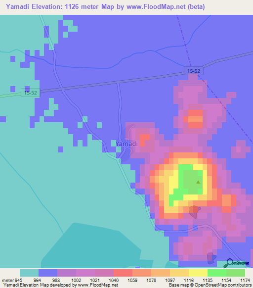 Yamadi,Turkey Elevation Map