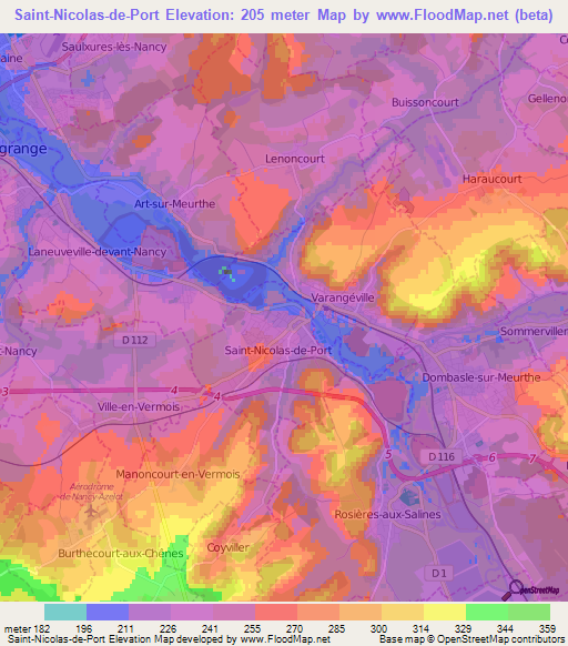 Saint-Nicolas-de-Port,France Elevation Map