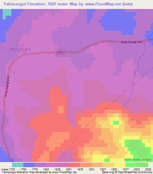 Yalnizsogut,Turkey Elevation Map