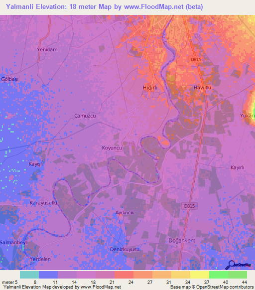 Yalmanli,Turkey Elevation Map