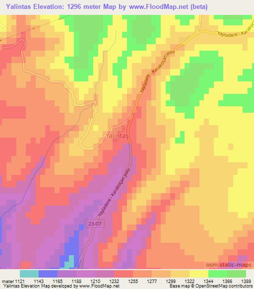 Yalintas,Turkey Elevation Map