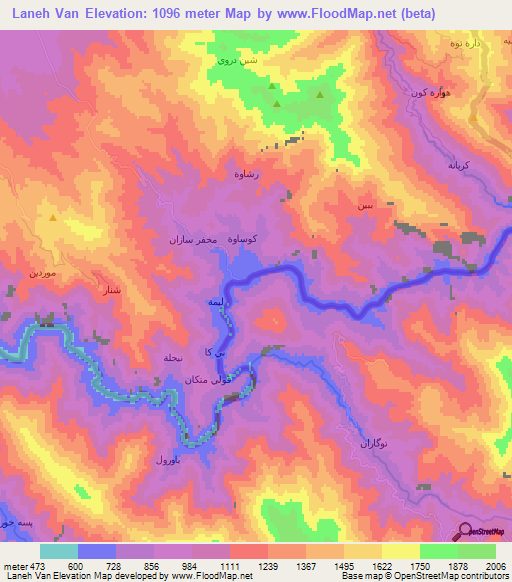 Laneh Van,Iran Elevation Map