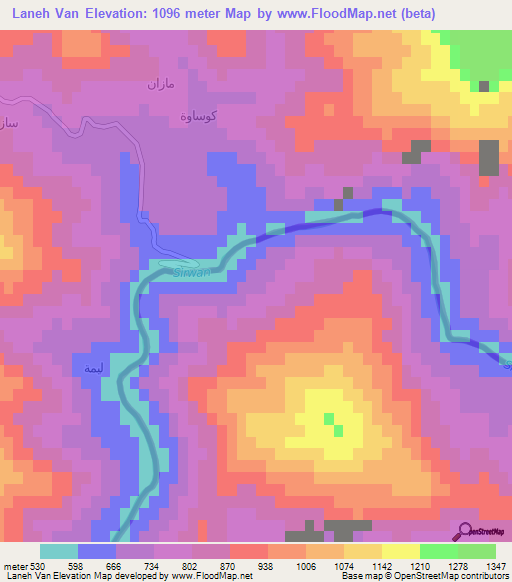 Laneh Van,Iran Elevation Map
