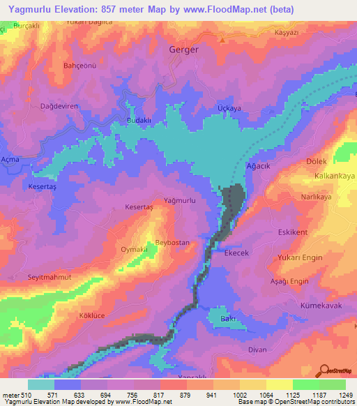 Yagmurlu,Turkey Elevation Map