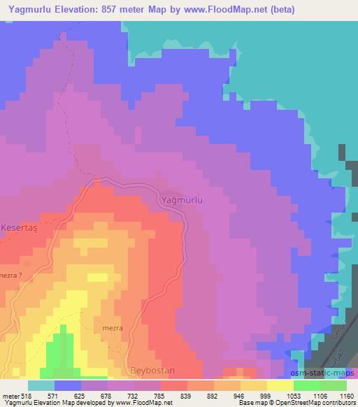 Yagmurlu,Turkey Elevation Map