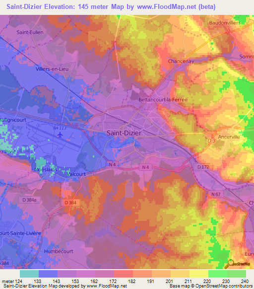 Saint-Dizier,France Elevation Map
