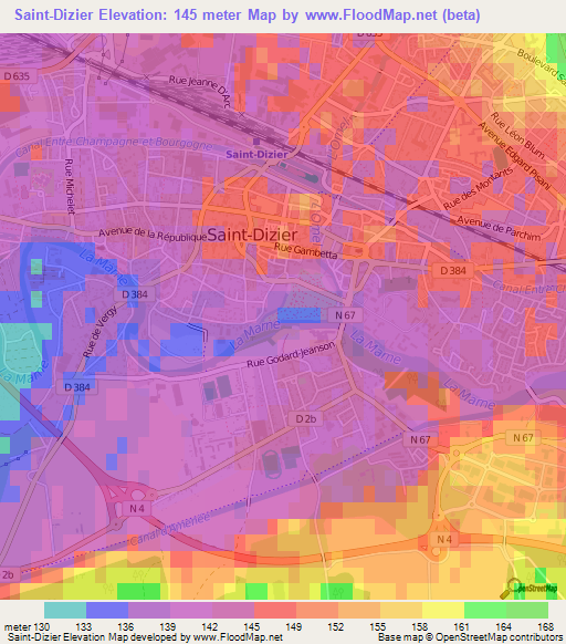 Saint-Dizier,France Elevation Map