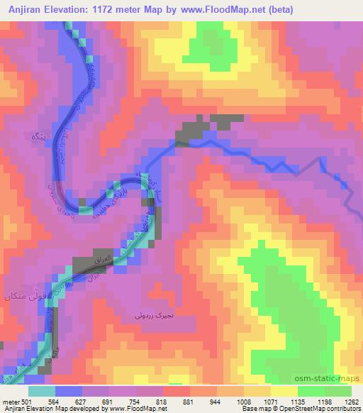 Anjiran,Iran Elevation Map
