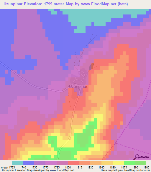 Uzunpinar,Turkey Elevation Map