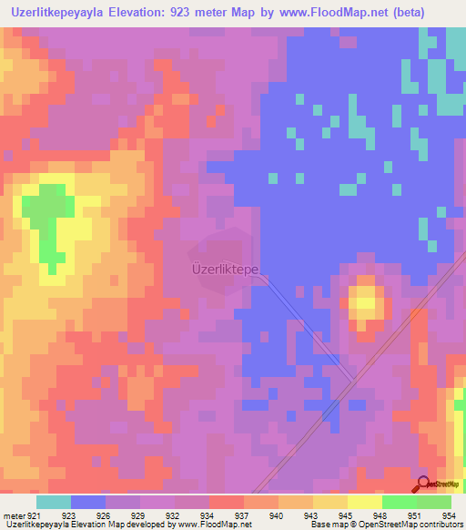 Uzerlitkepeyayla,Turkey Elevation Map