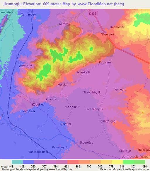 Urumoglu,Turkey Elevation Map