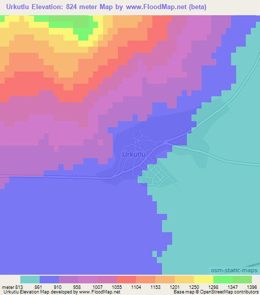 Urkutlu,Turkey Elevation Map