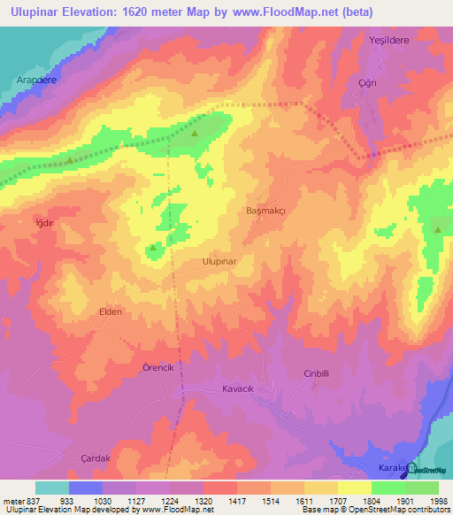 Ulupinar,Turkey Elevation Map