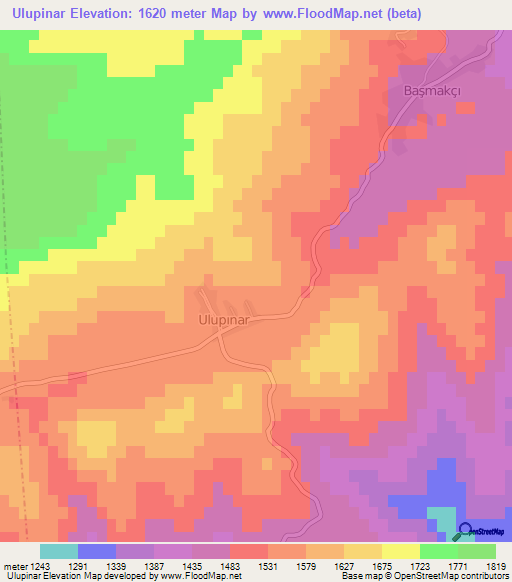 Ulupinar,Turkey Elevation Map