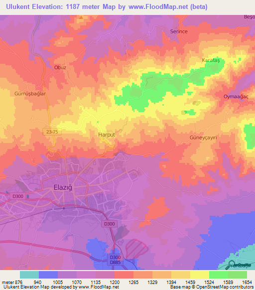 Ulukent,Turkey Elevation Map