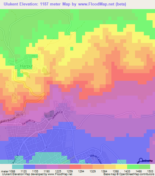 Ulukent,Turkey Elevation Map
