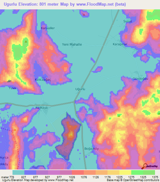 Ugurlu,Turkey Elevation Map