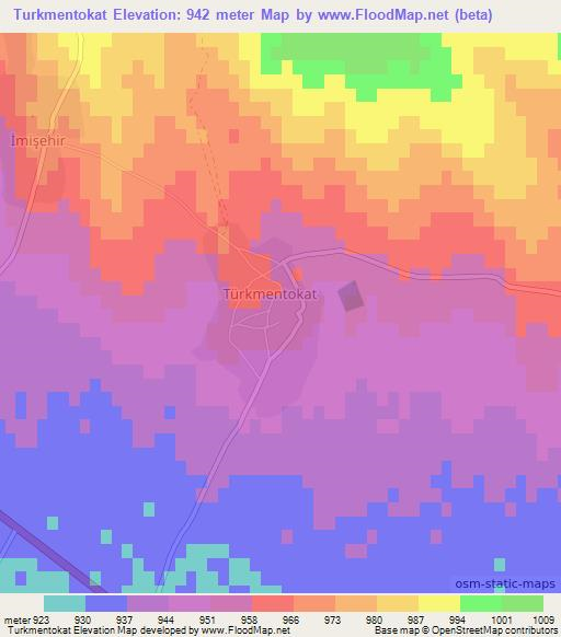 Turkmentokat,Turkey Elevation Map