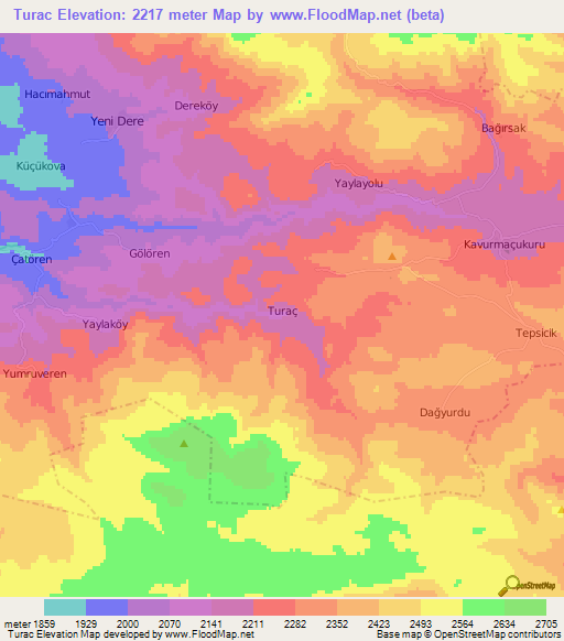 Turac,Turkey Elevation Map