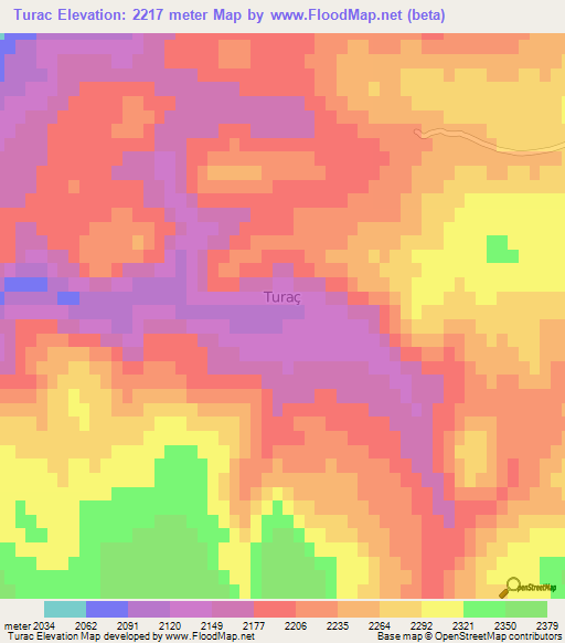 Turac,Turkey Elevation Map