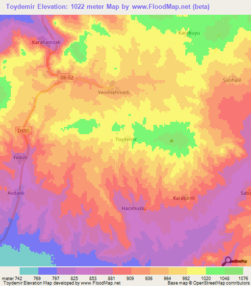 Toydemir,Turkey Elevation Map