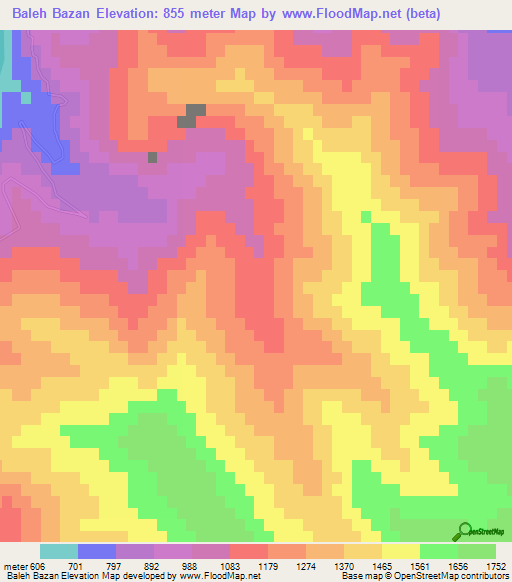 Baleh Bazan,Iran Elevation Map