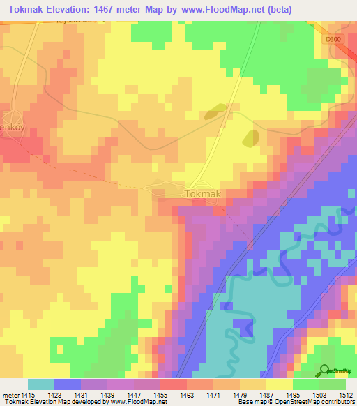 Tokmak,Turkey Elevation Map