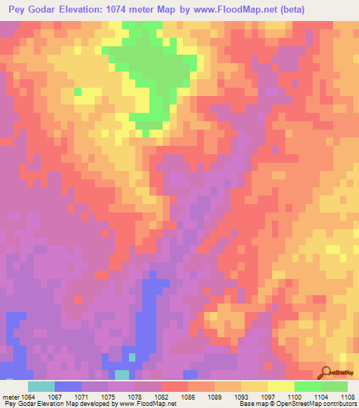 Pey Godar,Iran Elevation Map