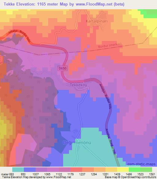 Tekke,Turkey Elevation Map