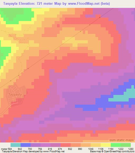 Tasyayla,Turkey Elevation Map