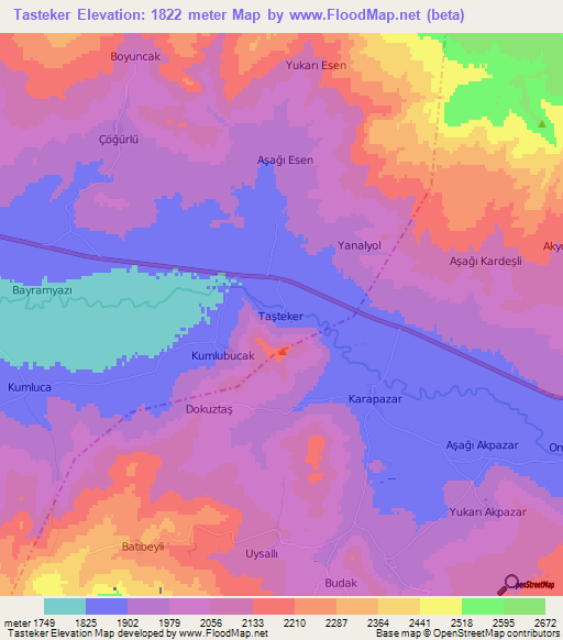 Tasteker,Turkey Elevation Map