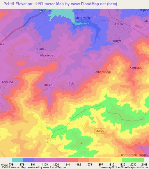 Pelitli,Turkey Elevation Map