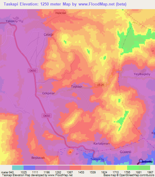 Taskapi,Turkey Elevation Map
