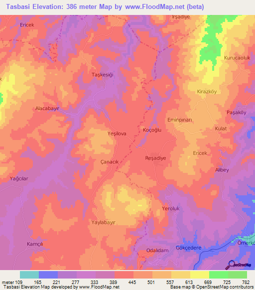 Tasbasi,Turkey Elevation Map