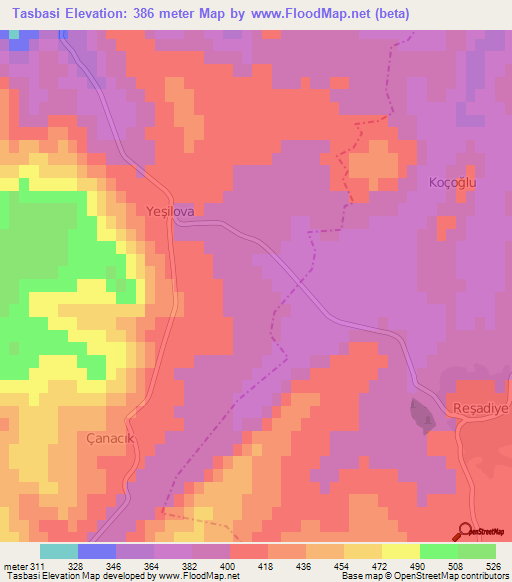 Tasbasi,Turkey Elevation Map