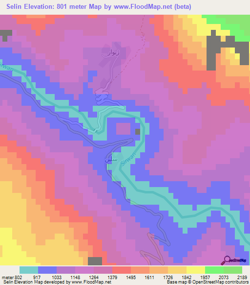 Selin,Iran Elevation Map