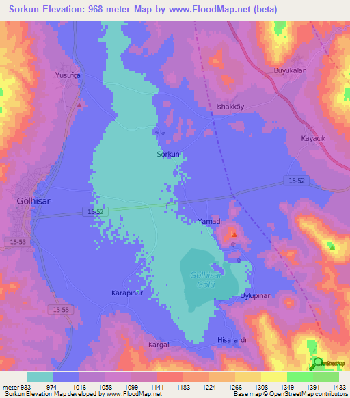 Sorkun,Turkey Elevation Map