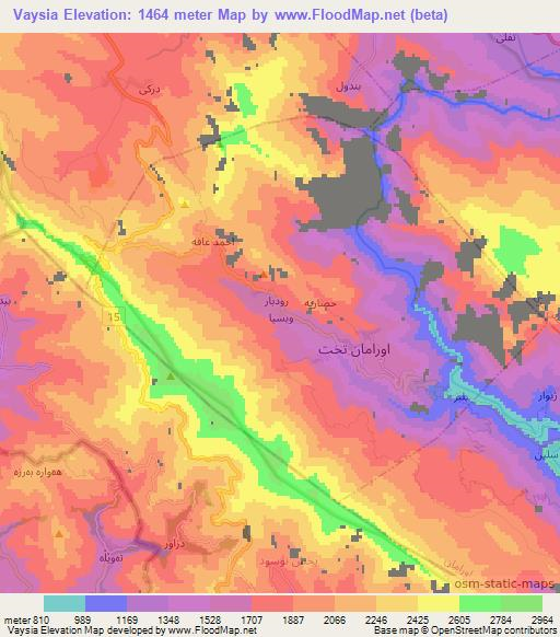 Vaysia,Iran Elevation Map