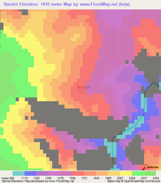 Bandol,Iran Elevation Map