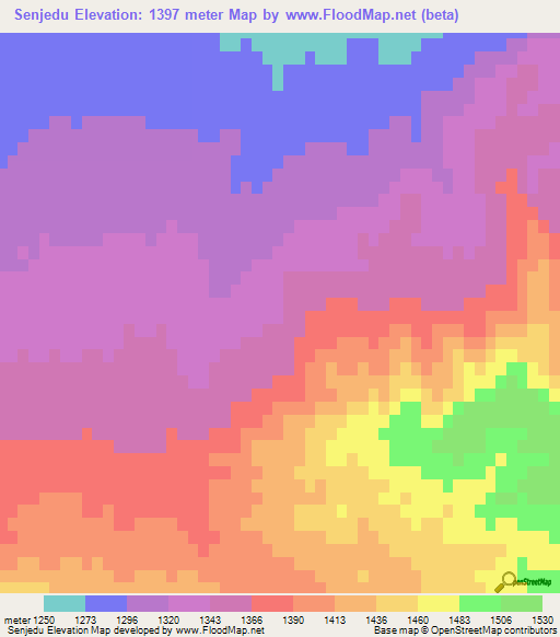 Senjedu,Iran Elevation Map