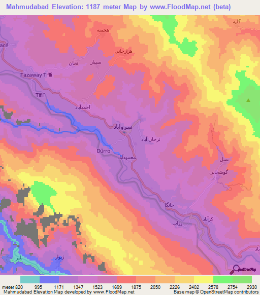 Mahmudabad,Iran Elevation Map