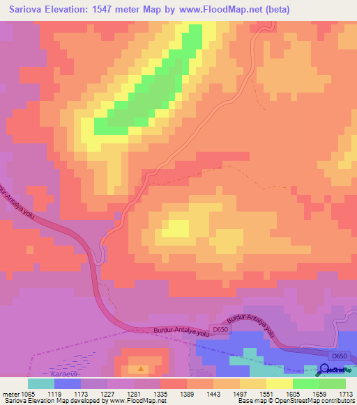 Sariova,Turkey Elevation Map