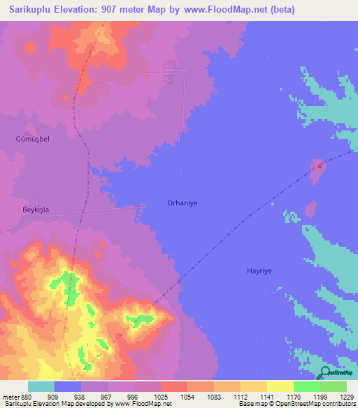 Sarikuplu,Turkey Elevation Map
